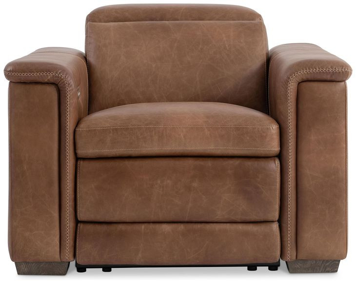 Lioni Brown Upholstered Power Motion Chair with USB Charging