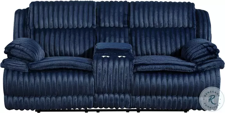 Goodland Blue Double Reclining Loveseat with Center Console