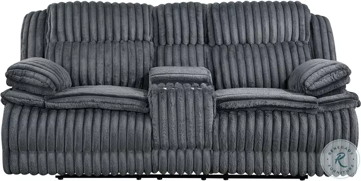 Goodland Dark Gray Double Reclining Loveseat with Center Console