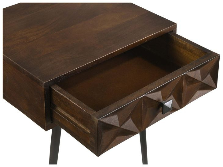 Ezra Dark Coffee Brown And Gunmetal Accent Table