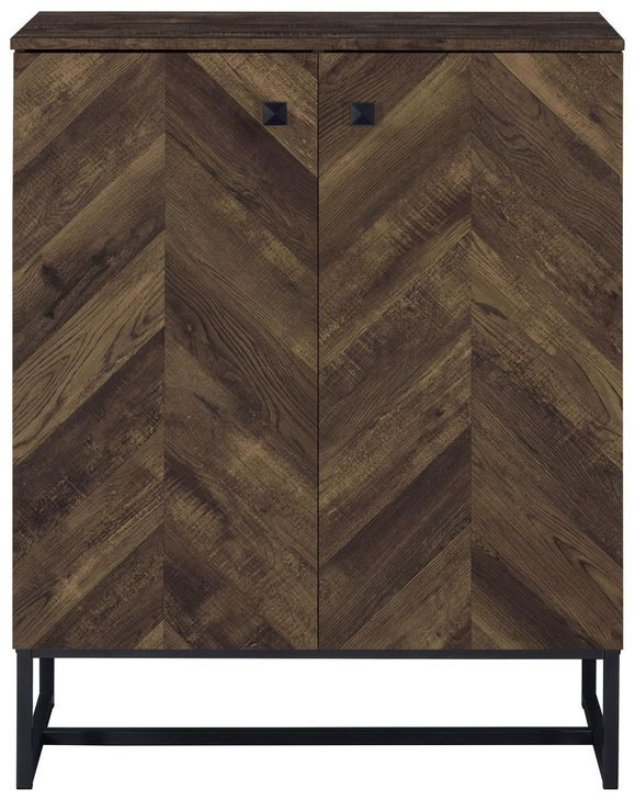 Carolyn Rustic Oak And Gunmetal 2 Door Accent Cabinet