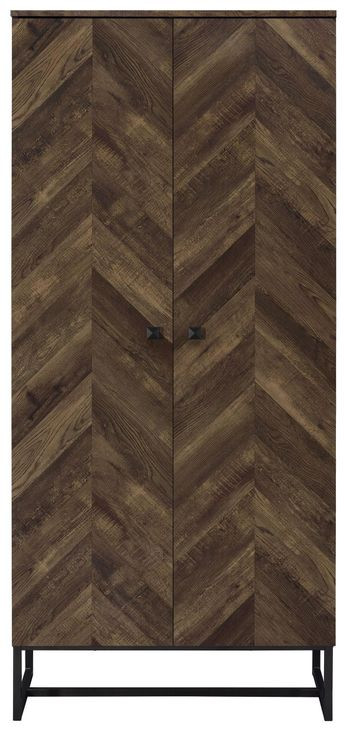 Carolyn Rustic Oak And Gunmetal 2 Door Tall Accent Cabinet