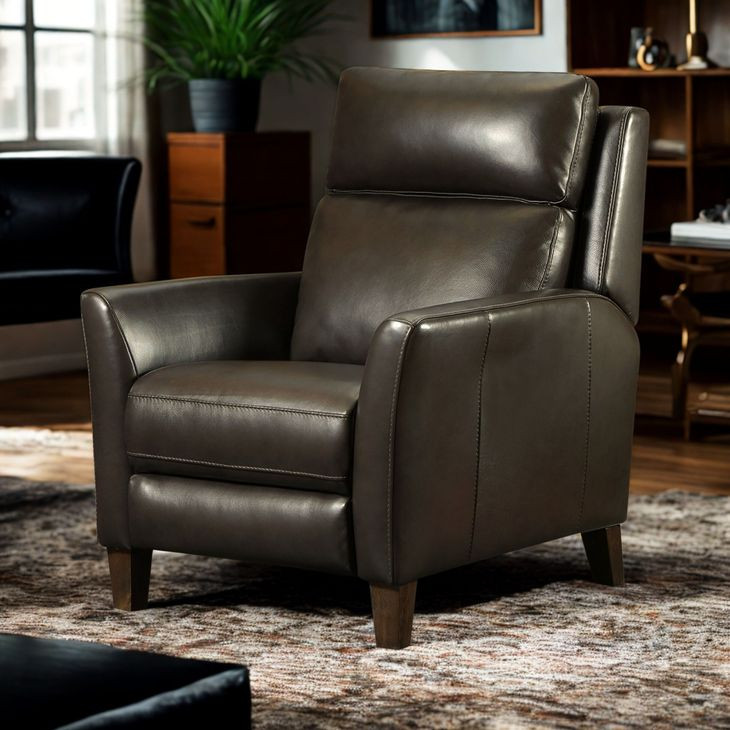 Fairchild Chocolate Leather Swivel Glider Power Recliner with USB Charging