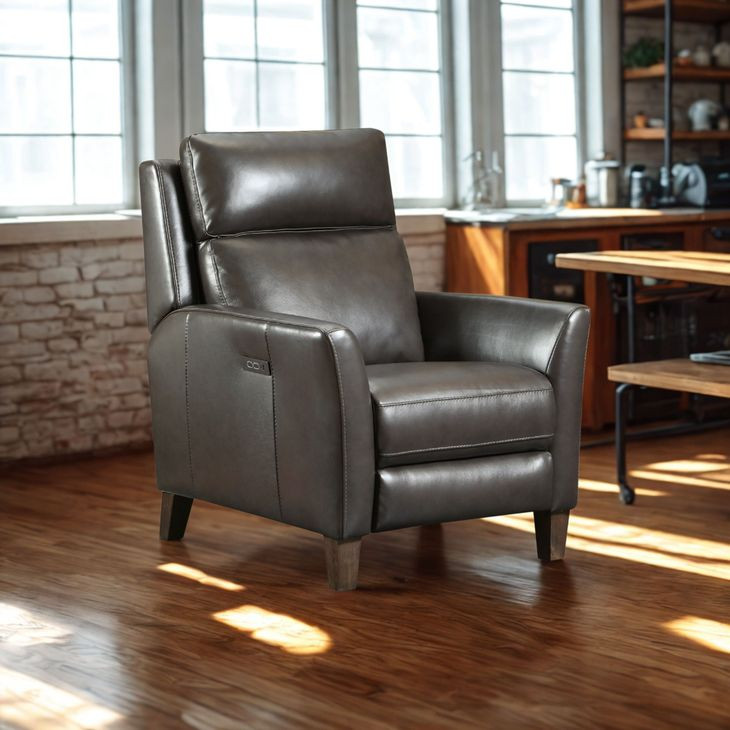 Fairchild Chocolate Leather Swivel Glider Power Recliner with USB Charging