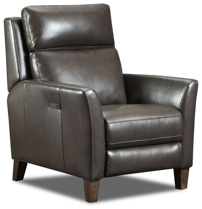 Fairchild Chocolate Leather Swivel Glider Power Recliner with USB Charging