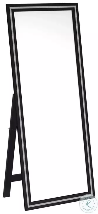 Windrose Black LED 67" Standing Mirror