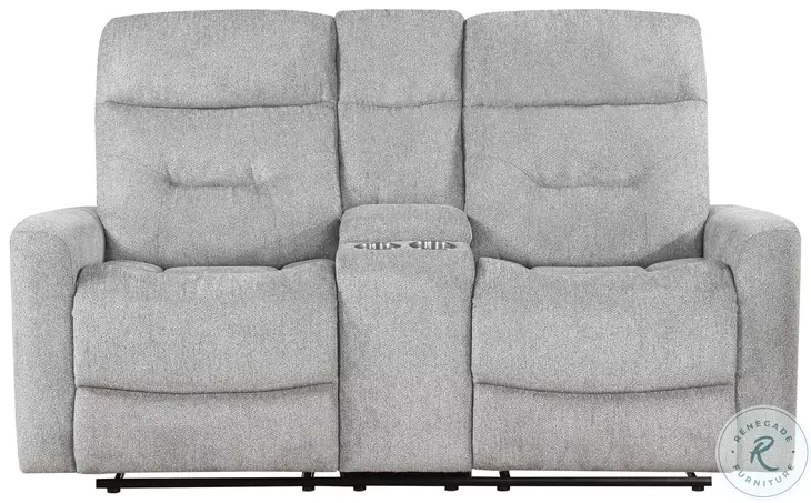 Lyndon Gray Double Reclining Console Loveseat
