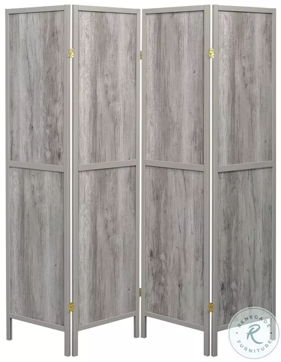 961415 Gray Driftwood 4 Panel Folding Screen