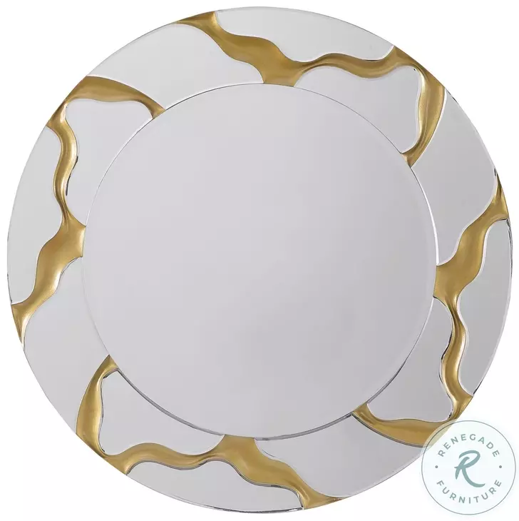 Dorinda Mirror Round Kintsugi 36" Wall Mirror