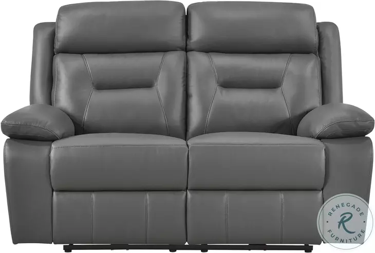 Laconia Dark Gray Double Power Reclining Loveseat