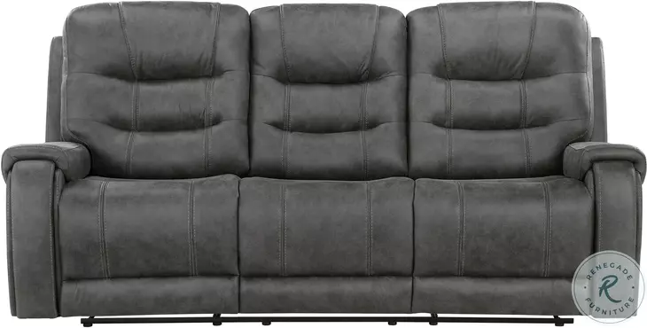 Oberon Dark Gray Double 87" Reclining Sofa