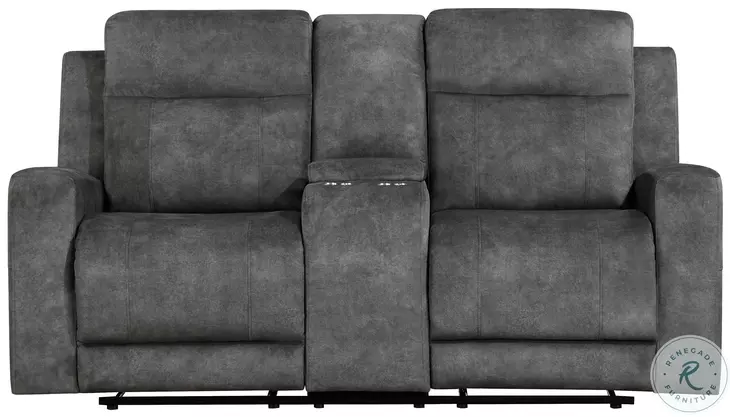 Yates Brownish Gray Double 71" Reclining Console Loveseat