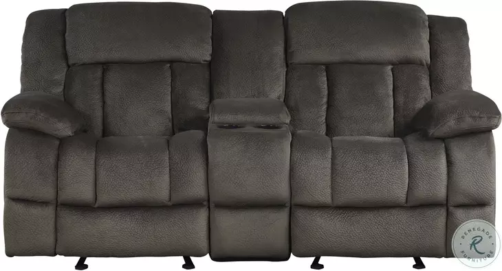 Laurelton Chocolate Double Glider Reclining Console Loveseat
