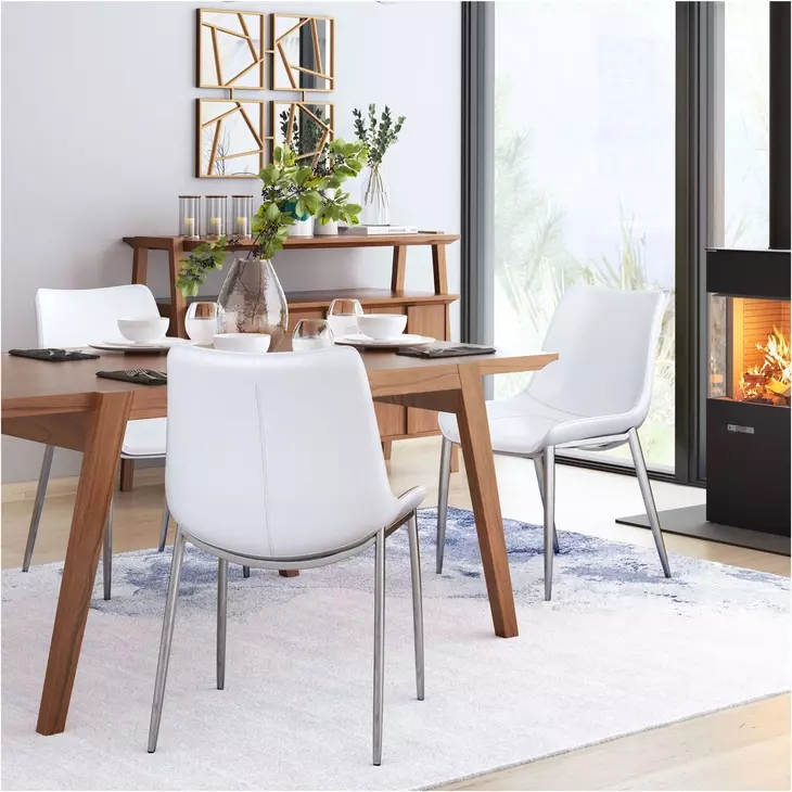 Magnus White And Brushed Stainless Steel Dining Chair Set Of 2