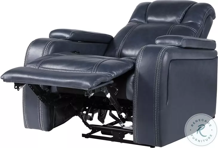 Keziah Blue Double Power Reclining Living Room Set with Power Headrests And Storage Arms