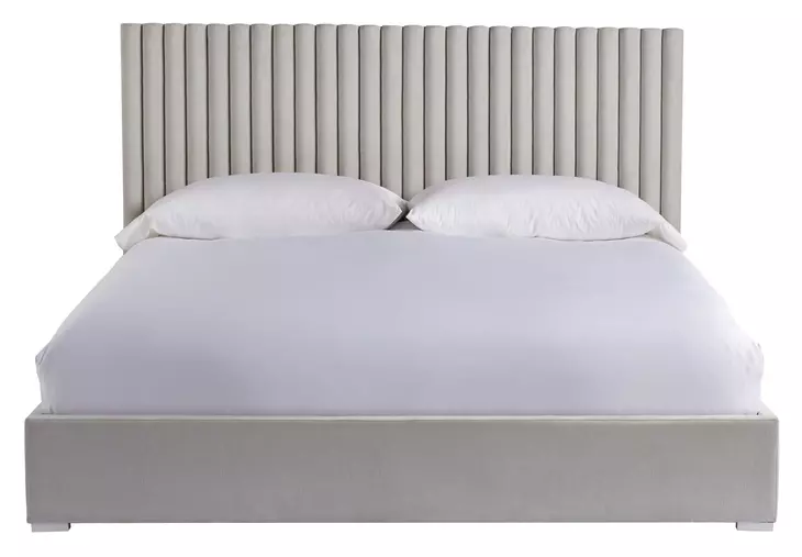 Evermont Beige Performance Fabric Upholstered Queen Decker Panel Bed