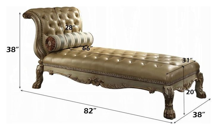 Dresden Gold Patina 82" Chaise with Pillow and Nailhead Trim