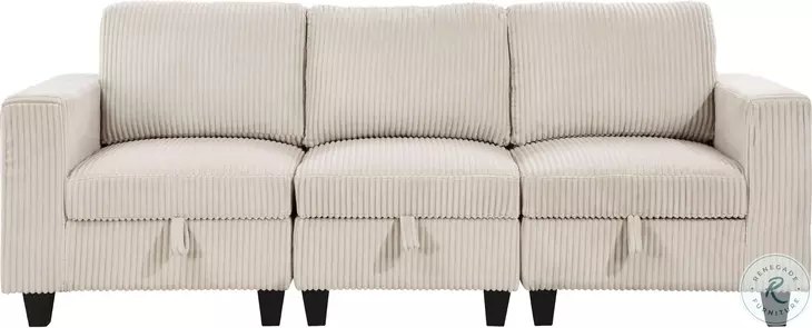 Walterboro Beige 89" Sofa with Storage