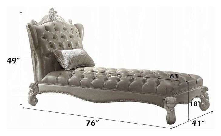 Versailles Vintage Gray 76" Chaise with Pillow and Nailhead Trim