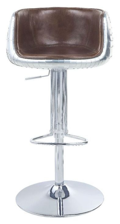 Brancaster Vintage Brown Leather Upholstered Swivel Adjustable Counter Height Stool