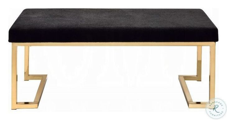 Boice Short Haired Faux Fur and Champagne 40" Upholstered Bench