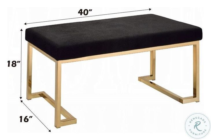Boice Short Haired Faux Fur and Champagne 40" Upholstered Bench