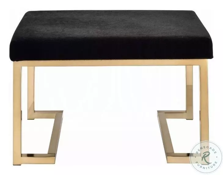 Boice Short Haired Faux Fur and Champagne Rectangular Ottoman