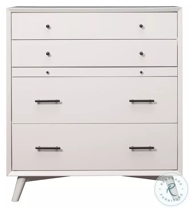 Flynn White 4 Drawer Chest With Pull Out Tray
