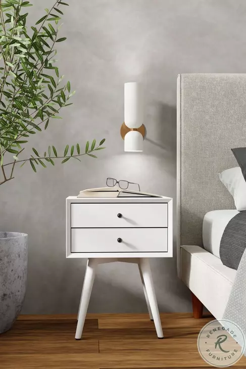 Flynn White Small Nightstand