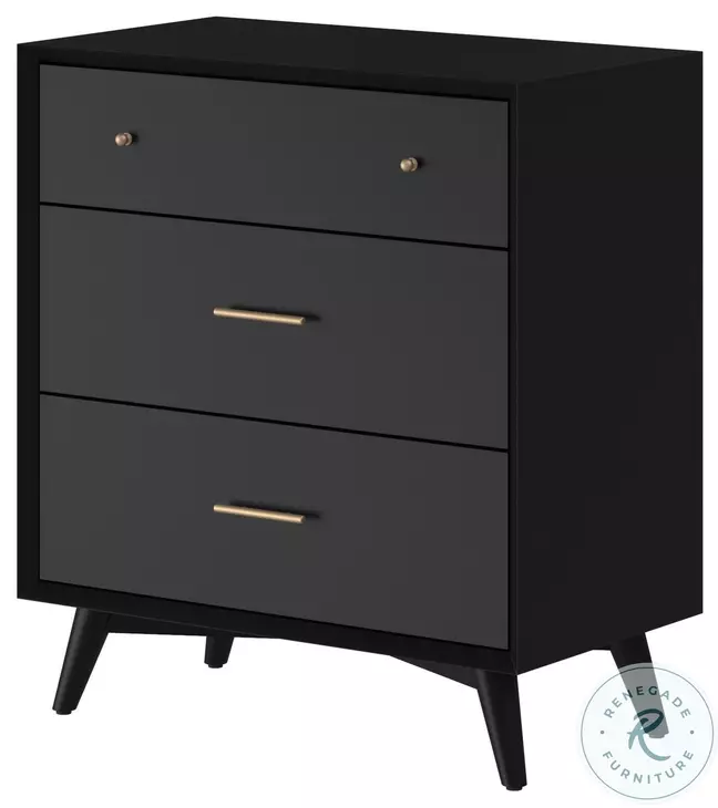 Flynn Black 3 Drawer Small Chest