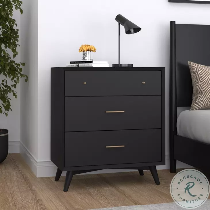 Flynn Black 3 Drawer Small Chest