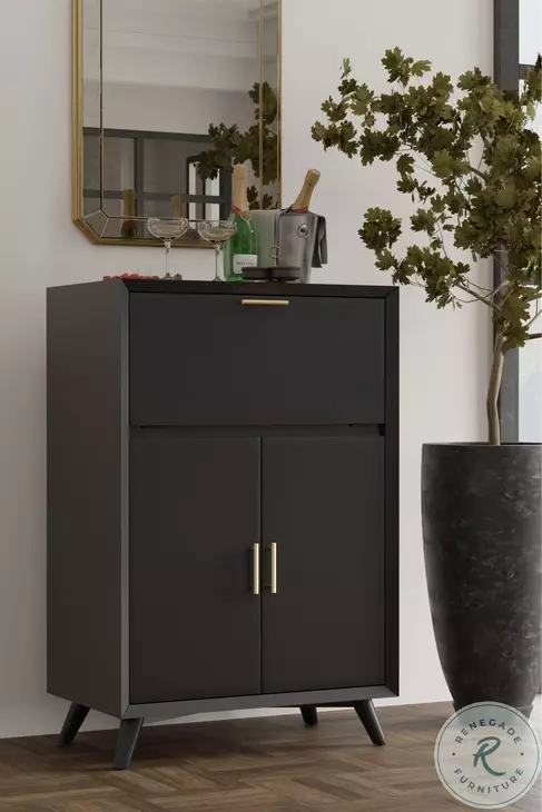 Flynn Black Large Bar Cabinet