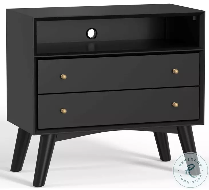 Flynn Black Large Nightstand