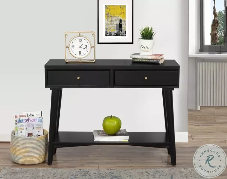 Flynn Black 2 Drawer Console Table