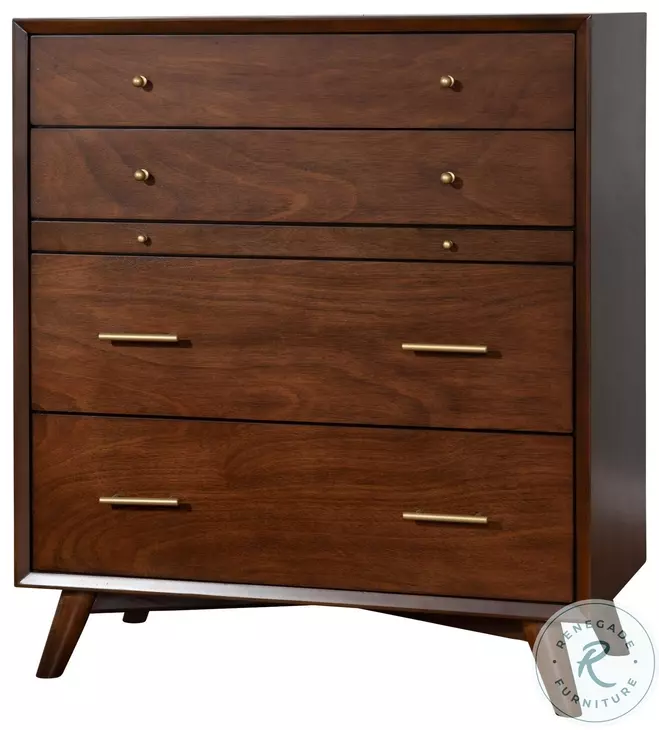 Flynn Walnut 4 Drawer Chest With Pull Out Tray