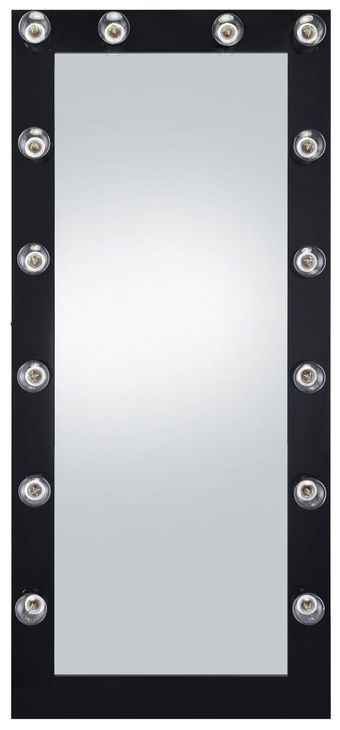 Zayan Black High Gloss Floor Mirror With Lighting