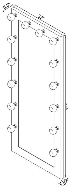 Zayan Black High Gloss Floor Mirror With Lighting