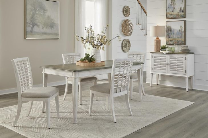 Beach Comber Weathered White and Brown 72" Rectangular Dining Table