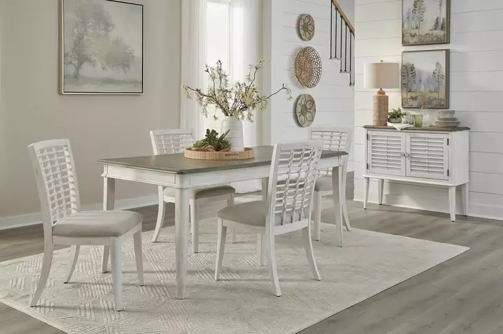 Beach Comber Weathered White and Brown 72" Rectangular Dining Table