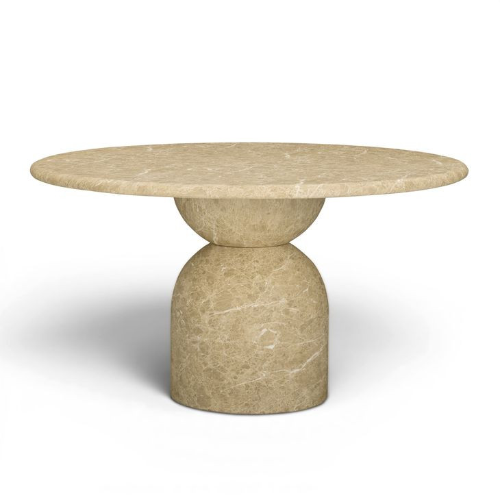 Cynthia Light Emperador and Walnut Outdoor 54" Round Marble Top Dining Table