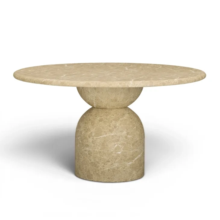 Cynthia Light Emperador and Walnut Outdoor 54" Round Marble Top Dining Table