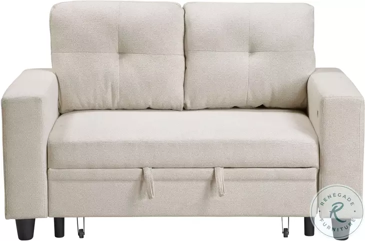Ansley Beige Loveseat with Pull Out Bed