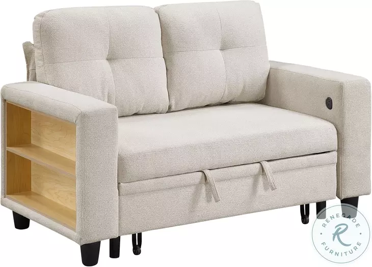 Ansley Beige Loveseat with Pull Out Bed