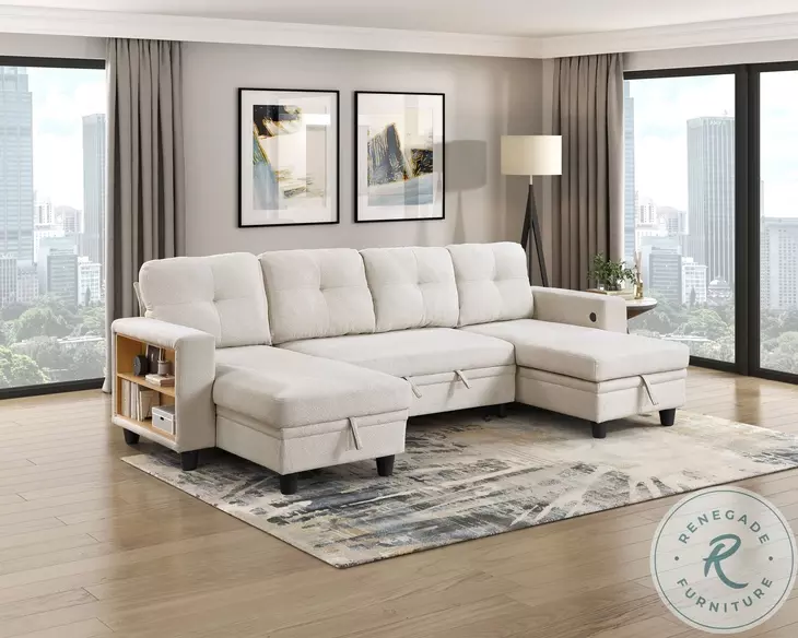 Ansley 3 Piece Beige Sectional