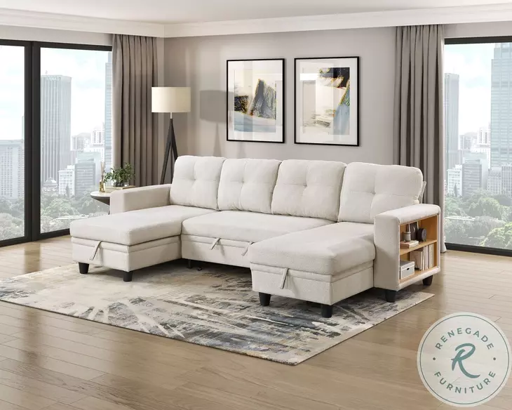 Ansley 3 Piece Beige Sectional