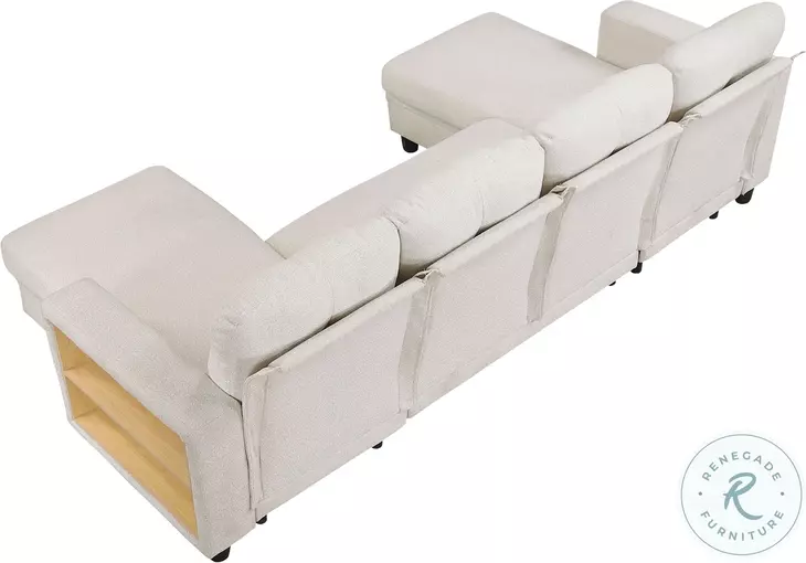 Ansley 3 Piece Beige Sectional