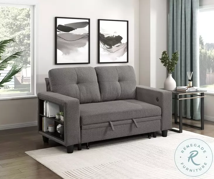 Ansley Dark Brown Loveseat with Pull Out Bed