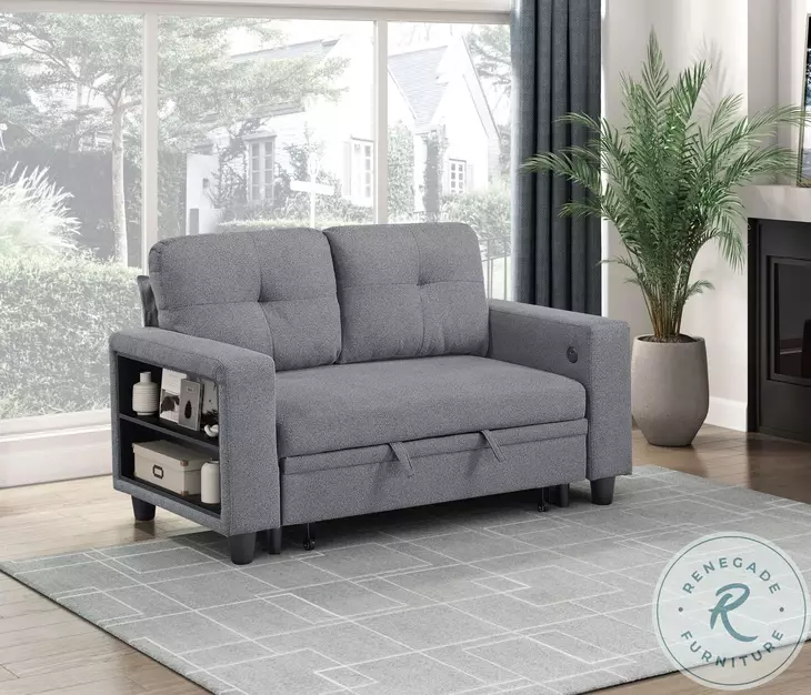 Ansley Gray Loveseat with Pull Out Bed
