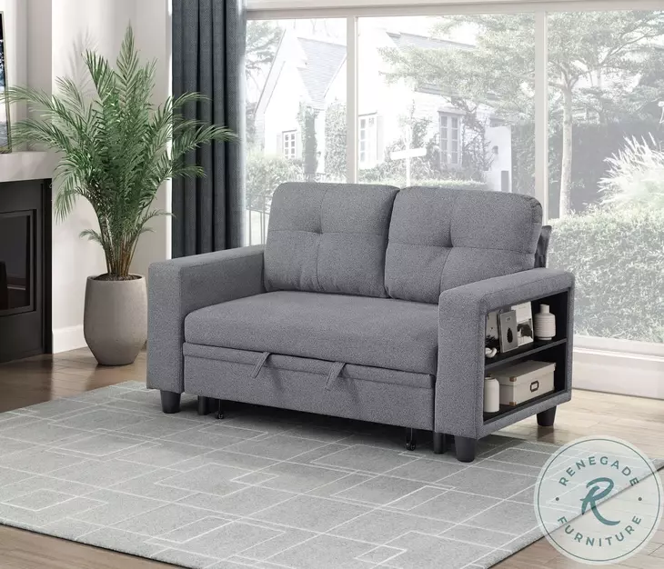 Ansley Gray Loveseat with Pull Out Bed