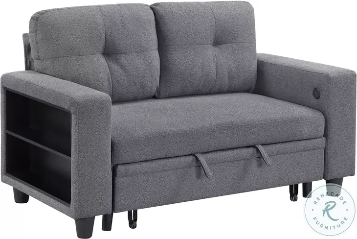 Ansley Gray Loveseat with Pull Out Bed